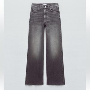 Zara TRF High Rise Wide-Leg Jeans in Gray size 2